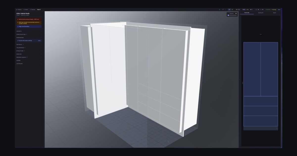 I built a browser-based parametric cabinet design tool that exports CNC-ready files — just got app logo