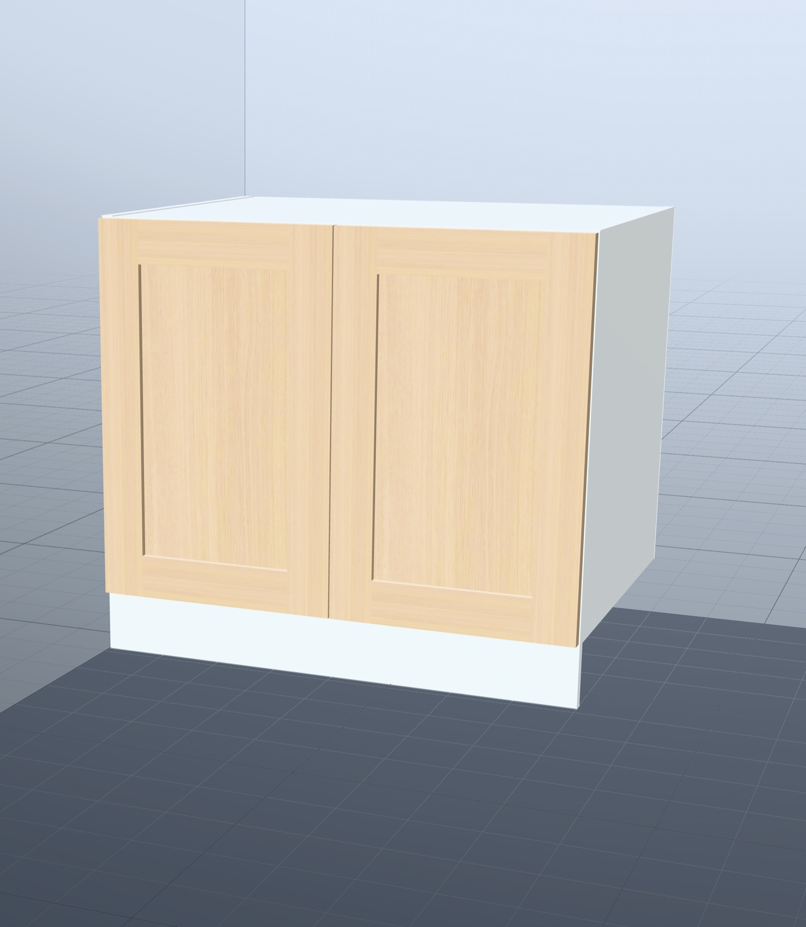 Portes à cadre style shaker sur une armoire dans l'éditeur 3D en temps réel