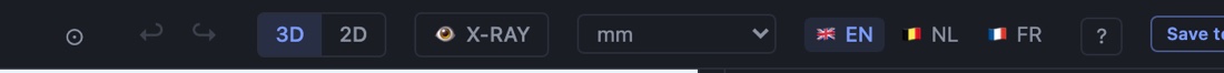 The unit system dropdown in the top bar, next to the language flags